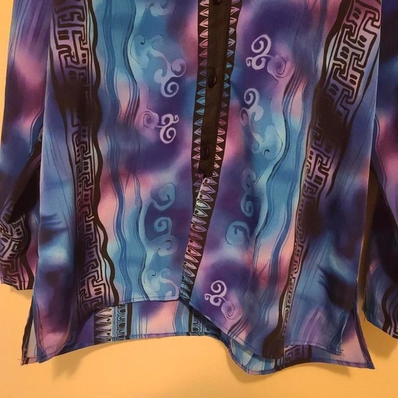 Vintage‎ Maggie Sweet colorful geometric button down womens blouse. - Picture 5 of 8